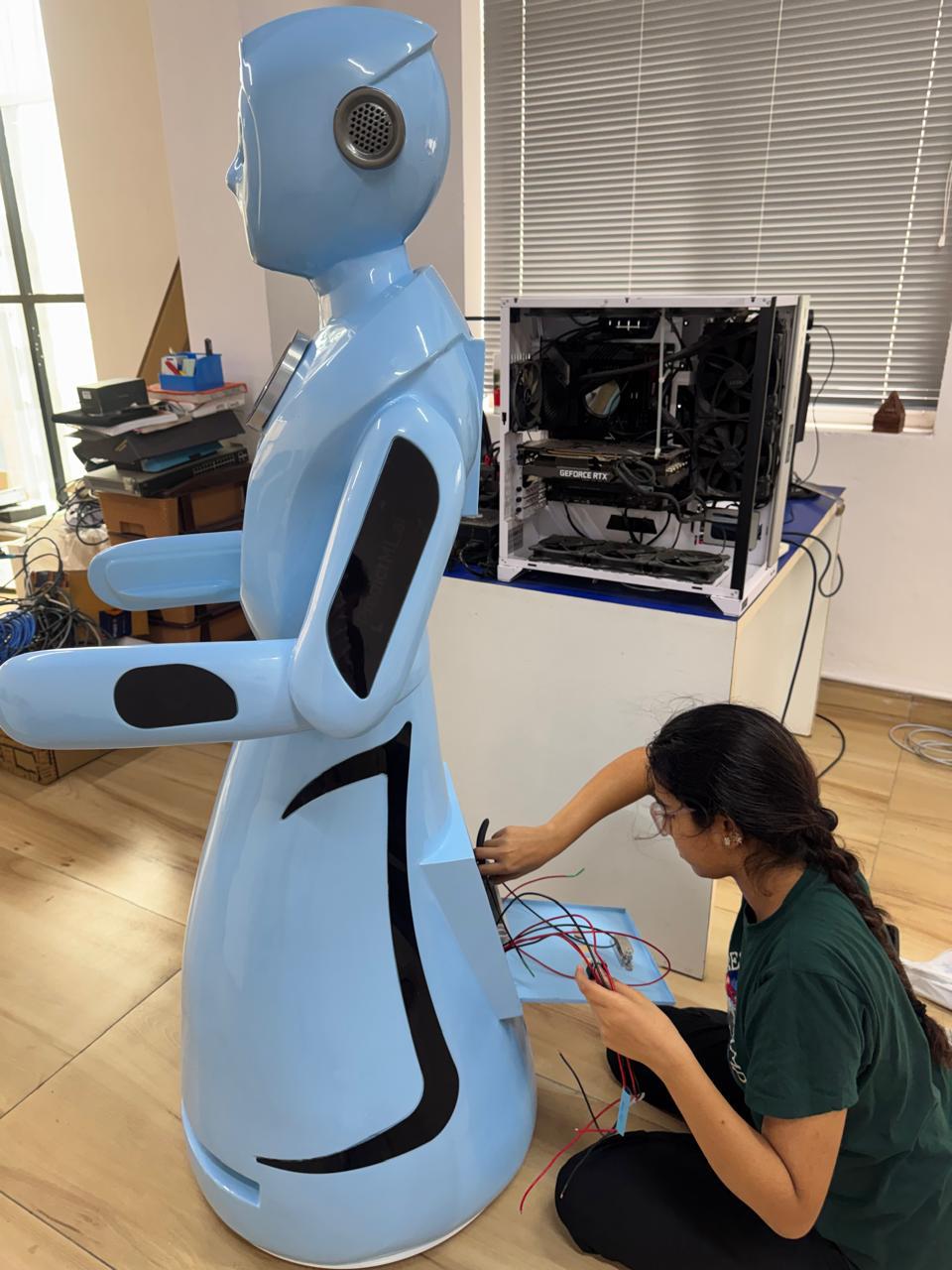 Saina working hands-on with EDUBOT