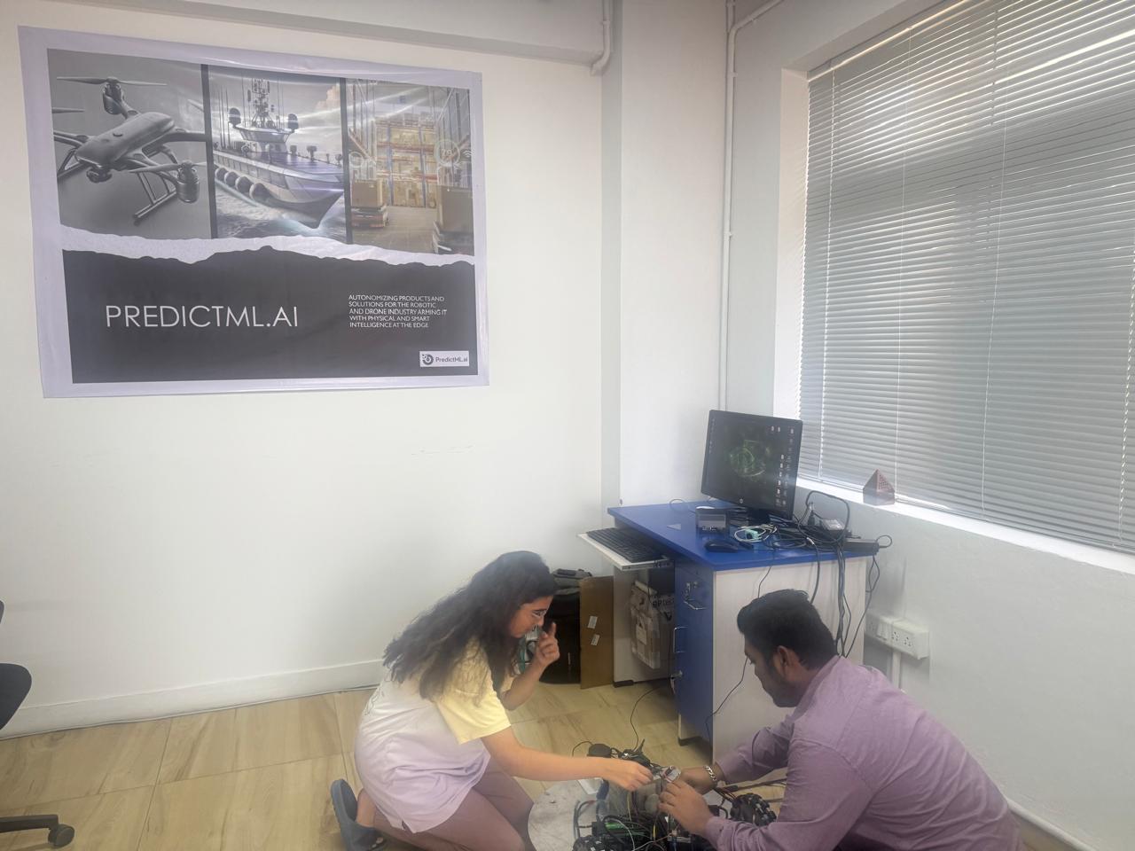 Saina working hands-on with EDUBOT's robotic base